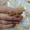 Romantic luxury designer earrings simple V pearl stud 18k Gold women letter logo engrave dangle earrings girls wedding jewelry gift