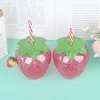 Vinglas Glasögon Summer Cartoon Strawberry Straw Cup Plastic Lovely Girl Portable Water