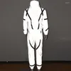 Scene Wear Fashion Hip-Hop Clothing Men's Reflective Hooded Jacket overall Catwalk Jazz Costume Modern Dancing Clothes XS2912