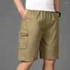 Shorts pour hommes décontractés Coton Pure Coton Travail plusieurs poches Lâche et respirante Pantalon de plage Capris Trendy