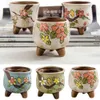 Planters potten kunstmatig gesneden keramische sappige bloempotten met de hand beschilderde ruw aardewerk yanxi bassin kleur sappige plant potten in jingdezh