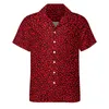 Мужские повседневные рубашки гавайские сексуальные красные леопардовые пятна для мужской одежды винтаж Y2K Summer Beach Street Plus Blouse Blouse