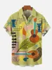 Casual shirts voor heren mode Hawaiian Art Music Elements Opmerkingen 3D Drukklassiek klassiek shirt met korte mouwen voor heren Harajuku