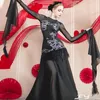 Scenkläder anpassad balsal danstävlingsklänning för kvinnor långärmad nät Big Swing kjol Waltz National Standard