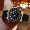Montres Watchs AAA Limited Edition Lao Rubber trois Eye Trot Second Quartz Watch for Mens Business and Leisure Activities Mens Watch