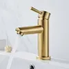 Bathroom Sink Faucets Brushed Gold Bathroom Faucet Modern Lavatory Vanity Sink Faucet Deck Mounted Mixer Toilet Basin Faucets Hot Cold Water Mixer
