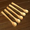 Cuillères 10pcs / Set en bois miel cuillère co-rage de table de table en bambou condiment scoop scoop café.