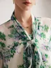 Blouses pour femmes Birdtree printemps / été 2024 chemise française transparente imprimée 40% de soie de mûrier 60% Viscose