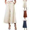 Women's Pants Elegant High Waist Solid Work Trousers Korean Fashion Summer Women Loose Wide Leg Palazzo Oversized Tie Long Pantalon