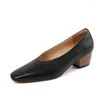 Kleiderschuhe Krazing Pot Kuh Leder Retro Fashion Handschuh Dicke Medien Frühling Herbst Sommer Schwarzbraune Farbe reife Frauen Frauen Pumps