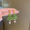 Dangle Kronleuchter Star Pearl Weihnachtsbaumohrringe für Frauen Mode High-End-Strass-Sturz-Ohrring-Temperament Luxusschmuck Geschenk