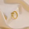 Clusterringe Vinterly Tulp für Frauen Kubikzirkonia Einstellbare Blumen Kupfer Luxus Hochzeit Engagement Schmuck Goldfarbe