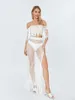 WSEVYPO Hollow Out Crochet Knit Beach COUSH-Ups Set Summer Women's Nappel Off-Shoulder Crop Tops e Gonne lunghe a fessura alta