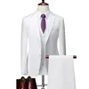 Men Business 3 pièces Suits ensembles Banquet de mariage de marié masculin Couleur solide haut de gamme de grande taille de grande taille Blazers Jacket Coat 240422