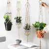 Planters potten hangende plantmand handgemaakte katoenen touwhanger bloem pot macrame muur decor tuin binnenplaats hangende planter bohemian decor