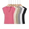 Женские футболки T Sexy Crop Tops Женщины 2024 Летняя вязаная рубашка белая каваи розовая женская одежда с короткими рукава