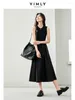 Casual Dresses Vimly Elegant Patchwork Black Long Women 2024 Spring O-neck Sundresses A-line Knitted Tank Dress Womans Clothing M5685