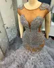 2024 abiti da sposa sirena lussuosa per abiti da sposa da sposa illusione di strass cristalli di abiti da sposa decorati per le donne nere africane D233