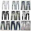 Man jeans designer lila mager rippad cyklist smala raka byxor stack mode jean mens trend varumärke vintage pant män oss storlek 7pg5