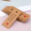 Sieradenzakken 50 stks 5x2cm mini -hangende labels handgemaakt met liefdeskaart kraft papieren tag voor diy party gunst geschenken pakking decoratie