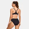 Women's Swimwear SYROKAN Women Bikinis Sets Athletic Training Workout Sport Two Piece Bathing Suits Low Waist Black Swimming Swimsuits