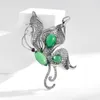 Broches requintados moda elegante Emerald Crystal Jewelry Butterfly Broche Clearght Ladies Fester Dress Secon Streno Hout-end Pin