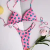 Qinjoyer Swimwear Women Leopard Print Bikini Biquini Braziliaanse 2 -delige set String String Pak Beach Wear 240426