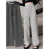 Pantalon féminin Black and White Striped Casual Straight 2024 TROUSSE LOBE CROUS