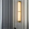 Vägglampa nordiska lyxiga cylindriska koppar marmor ledande ljuskrona koppar vardagsrum sovrum studie elbelysning fixturer