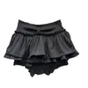 Skirts 2024 Summer Classic Style Ruffled Waist Anti-Exposure Underpants Solid Color Bud Skirt Short For Women White Black