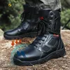 Chaussures de sécurité en acier Boots armée en cuir de haute qualité Mentes anti-perforation Boots de sécurité Bottes de combat Bottes tactiques d'infanterie 240429