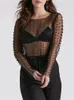T-shirts de femmes Tossy Mesh See-Through Sexy Crop Top pour les femmes Fashion Summer Slim à manches longues Holiday Pullover Crated Y2K 2024