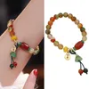 Strand Natural Stone Peacock Agate Beads Bracelet Women Fashion Bangles Bijoux Green Councy