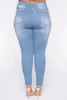 Pantalon plus taille femme sexy creux skinny slim fit jeans dames jegging denim high street style bas clubwear été