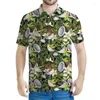 Polos maschile estate colorato di cocco cocco camicia da polo uomini 3d stampato a maniche corte hawaiane tees tops harajuku tops women abbottle t-shirt