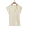 Женские футболки T Sexy Crop Tops Женщины 2024 Летняя вязаная рубашка белая каваи розовая женская одежда с короткими рукава