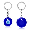 Keychains 12pcs Blue Evil Eyes Schlüsselbund Mode glückliche türkische Schlüsselring DIY -Autos Halter -Accessoires