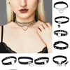 1pc punk rock gótico PU Collar de cuero Corazón redondo Spike Rivet Collar CHOKER CHOKER CHOKER COMPLEDE 100 Joyas de cuerpo hechas a mano 240429