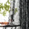 Fenster Drape attraktive staubdichte langlebige blumge gemusterte schwarze Spitze schiere Vorhang Home Supplies 240429