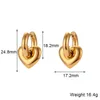 Boucles d'oreilles cerceaux INS 18K Gold Silver PVD Plaqué en acier inoxydable coeur Amour Boucle d'oreille pour les femmes Gift bijoux hypoallergénique imperméable