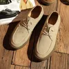 Chaussures décontractées pour hommes à lacets en daim en cuir authentique pour hommes confortables pour conduire des hommes classiques Oxfords extérieurs