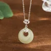 S925 Sterling Silver Hotan Jade Veiligheidsketen Ketting Dames Luxe stijl Kleine groep Hangkraag Fuzi China-chic Persoonlijkheid