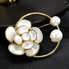 Brooches Luxury Fashion Golden Shell Camellia Brooch High-grade Women's 2024 Product Temperament Elegant Pin Decoration Accessories