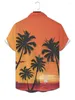 Chemises décontractées pour hommes Beach Sunset 3d Impression numérique Shirt Hawaiian Summer Loose et confortable Short-Sleeved Daily Outdoor