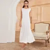 Roupas étnicas Ramadã branco vestidos internos para mulheres Islâmicas Dubai Abaya Turquia Turquia Muslim Robe Femme