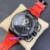 IP Factory 26165IO Diametro di orologio 42 mm con movimento meccanico automatico Specchio in vetro in vetro cinghia di gomma naturale cinghia in pelle rossa gratuita