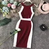 Yuoomuoo Donne vestito Elegante manicotto bianco e nero BodyCon Dress Contest Summer Fashion Lady Knitted Party Suntewress 240423 240423