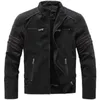 Winter Lederjacke Fleece warm warmes kausales Motorrad Stickerei PU -Mänt