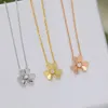 European Fashion Luxury Gold Lucky Grass Clover Necklace For Women S925 Sterling Silver Exquisite Sweet Brand Highend Jewelry 240422