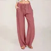 Pantaloni da donna abito marrone chiaro per donne affari in cotone casual cotone estate larghe gamba scarica